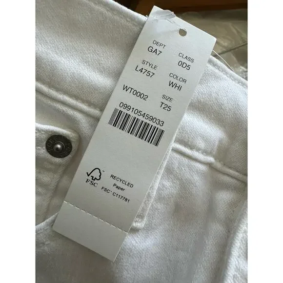 J. Crew 10" Vintage Straight Denim Jeans White Button Fly Women Sz 25 Tall NWT - Picture 6 of 9